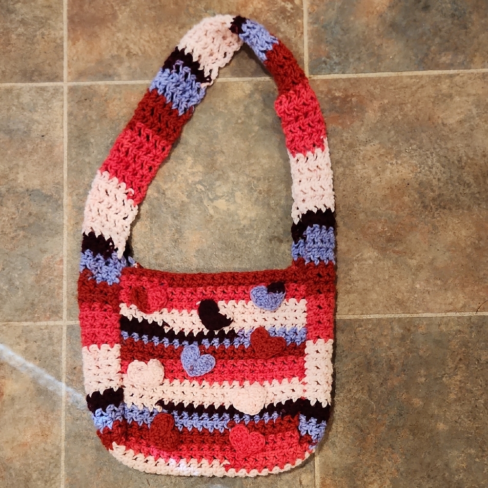 Crochet Heart Artsy Purse Handmade
